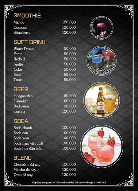 Menu Teatro Club Phú Quốc