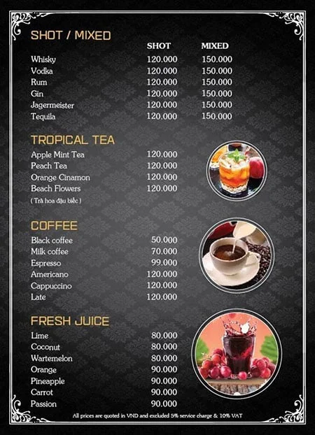 Menu Teatro Club Phú Quốc